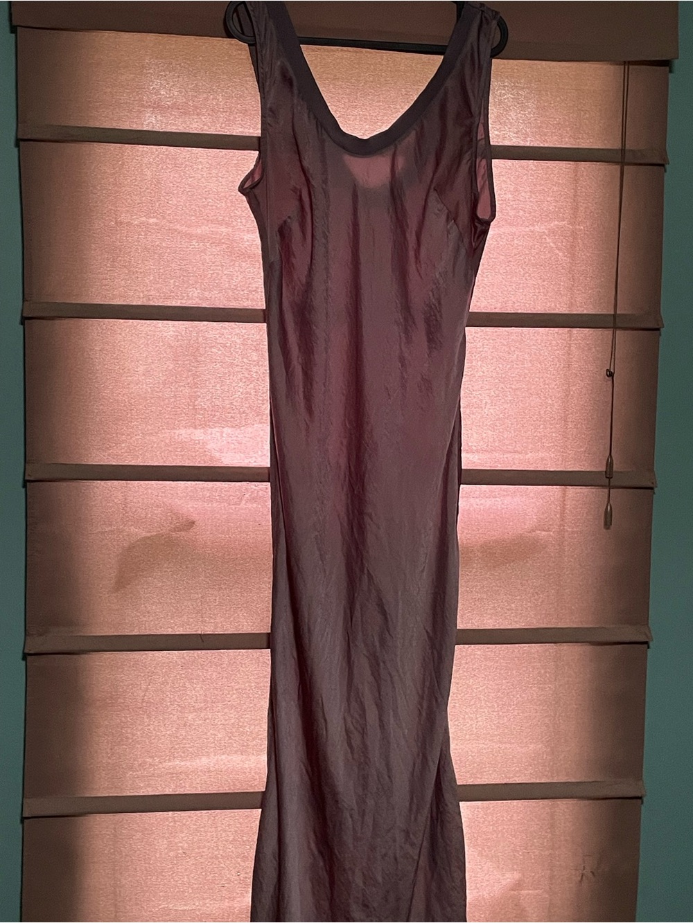 ASOS DESIGN Rib Trim V-Neck Slip Maxi Dress Mauve Grey US 12